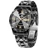 Dayllon Orologio da uomo Diamond Business Dress analogico al quarzo, in acciaio inox, impermeabile, con data luminosa, a due toni, di lusso, casual