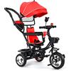 OHMG Triciclo per bambini evolutivo,4 in 1 Triciclo bici e passeggino fino a 25kg,Passeggino con Maniglione regolabile,Triciclo per bambini da 1 a 5 anni,Rotabile Pieghevole parasole (Rosso)
