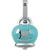 Chantecler / Et Voilà / ciondolo campanella micro double face con cavallo a dondolo / argento e smalto azzurro perlato - 38076