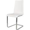 t m c s Tommychairs - Sedia Berlin cucina e sala da pranzo, scocca in multistrato imbottita e rivestita in pelle artificiale bianca e basamento a slitta in tubo rettangolare cromato ad alta resistenza