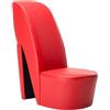 vidaXL Poltrona a Forma di Scarpa con Tacco Design Audace Moderna Comoda Imbottita Morbida Sedia Imbottita Arredo Casa in Similpelle Rossa