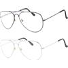 NEW VISION 2 Pack Occhiali Da Lettura Uomo Stile Retro Aviatore Occhiali Da Vista UV400 Occhiali Lettura per Uomo Donna NV8132 (Grigio+Argento, 1.5, Diottria)