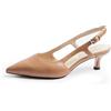 Cusolemore Donne décolleté Slingback Kitten Heel Pumps per donne, scarpe da sera chiuse in pizzo, marrone, 40 EU