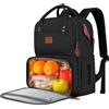 MATEIN Zaino Porta PC 15,6 Pollici Uomo Donna con Scomparto Pranzo Isolato, da Viaggio con Porta USB, Impermeabile Borsa Termica per Lavoro Picnic, Nero