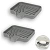 YoHyien 2 Pezzi Porta Saponetta in Silicone, Porta Sapone, Portasaponetta Con Scolo, Porta Saponette Solida, Portasapone da Lavandino per Bagno, Cucina e Doccia (Grigio)