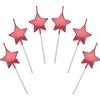 JUHONNZ Candeline Compleanno a Forma Stella,6 Pcs Particolari Candele di Compleanno a Forma Stellare per Decorazione della Torta di Feste di Compleanno e Matrimonio,Rosso