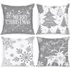 Lanpn 4 Pezzi Federe Cuscini Natalizi Copricuscini Natalizia 40x40cm, Federa Natale Decorativo Fiocchi di neve Invernale, Decorazioni Natalizio per Divani Letto in Camera da Letto (Bianco e Grigio)