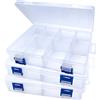 Tyanlenr 3 Pezzi 8 Griglie Scatola Portaoggetti Plastica con Scomparti, Impilabile Scatole Organizer Box Trasparente con Divisori Regolabili, Scatola di Immagazzinaggio per Accessori Perline Gioielli