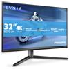 PHILIPS Evnia 32M2N6800M - Monitor da gioco UHD da 32 pollici, 144 Hz, 0,5 ms, FreeSync Premium Pro, HDR1000 (3840x2160, 2x HDMI 2.1, DisplayPort, USB Hub) grigio scuro