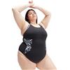 Speedo Printed OrchidLustre Costume Intero per Donna, Nero/Carboncino/Bianco, 44 EU
