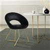 ML DESIGN modern living ML-Design Sedia per Sala da Pranzo in Velluto Nero con Schienale Rotondo Poltroncina Imbottita da Cucina Salotto con Gambe in Metallo Oro Seduta Ergonomica Confortevole per Soggiorno 64x53x77 cm