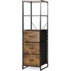 GIANTEX Mobile Bagno Salvaspazio, Armadietto Portaoggetti Stile Industriale con 3 Cassetti, Alta Torre di Stoccaggio, Libreria, Adatto per Cucina, Soggiorno, Camera, 43 x 39 x 156 cm