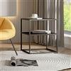 [en.casa] Tavolino Basso da Soggiorno Comodino a 2 Ripiani Tavolino in Acciaio Consolle da Divano 50 x 45 x 40 cm - Nero Opaco