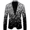 Rrongwn Giacca con paillettes da uomo con paillette, slim fit, moderna smoking blazer, con colletto alto, moderno blazer, elegante per tutti i giorni, giacche morbide da uomo, Nero , S