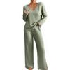 Generico Completo Donna In Maglia Comode Maglia E Pantaloni a Gamba Larga Completi 2 Pezzi Curvy Casual Tuta Da Casa Elegante Invernale Completo Due Pezzi Outfits Tute Sportiva Firmate Complete Lavoro Moda
