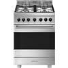 Smeg B61GMX2 - Cucina a gas, 4 fuochi, forno elettrico, 60x60 cm, Inox