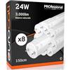 Eurocali Tubo LED 150cm 24W Professionale - 3000 lumen - Luce Naturale 4000K - Corpo in Plastica - Sostituisce Neon 58W - Pacco da 8