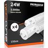 Eurocali Tubo LED 150cm 24W Professionale - 3000 lumen - Luce Naturale 4000K - Corpo in Plastica - Sostituisce Neon 58W - Pacco da 4
