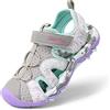 DREAM PAIRS Kids Sandali Sportivi per Bambini Unisex Estivi Scarpe da Trekking con Punta Chiusa per Sport all'Aria Aperta Ragazzi,Size 35,Grigio Chiaro/Viola,SDAS2305K-E