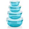Grizzly Contenitore per Alimenti con Coperchio - Rotonda - Set da 4 - Ermetico - Anti Perdite - Senza BPA