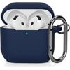 AOTUAO Compatibile con AirPods 4 Custodia Case Cover, Case Protettiva Antiurto Antiscivolo in Silicone per AirPods 4a Generazione (2024) (USB-C) Custodia con Moschettone, Midnight Blue