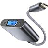 Elebase iPhone 17 16 Adattatore da USBC a VGA,Convertitore USB Tipo C a VGA(Thunderbolt 3/4),Type-C Maschio a V/GA Femmina per iPhone 15 Plus Pro Max,MacBook Air 2022,iPad,iMac,Samsung Galaxy Tab S10