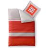 aqua-textil Trend Tabita Lenzuola Cotone Righe Pois Grigio Rosso Arancione 155 x 220 cm