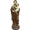 DRW Figura San Jose Grande con bambino in Bracci in Resina Dipinto a Mano 30x30x105 cm