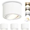 GeyouLux Faretto da soffitto LED Dimmerabile, 5W 500LM Faretti LED Soffitto Interno Orientabili 30°, Ø80x50mm Alluminio, Con Modulo LED 230V Incluso, 3000K/4000K/6500K Faretto LED Bianco 4 Pezzi