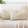 JOTOM Confezione da 2 federe decorative in velluto a coste e righe in stile bohémien per divano, camera da letto, 40 x 60 cm, beige