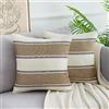 DakTou Federe Cuscini Divano 2 Pack Copricuscini per Divano Biancheria Righe Decorativo Copricuscini Moderne Federa per Cuscino Divano Camera da Letto Auto Soggiorno 45 x 45 cm Marrone