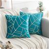 ETOLISHOP Set di 2 Cuscini per Divano 50x50 in Velluto Verde Acqua Federe Cuscini Divano Moderni Oro Geometrica Copricuscini Divano per Divani Moderni per Soggiorno Camera da Letto panca Auto Decorazione