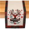 BOXOB Runner da Tavola Natalizio, 184x35cm Tovaglia di Natalizia Runner da Tavola di Merry Christmas Lino Tovaglia con Decorazioni Natalizie per Tavolo da Pranzo Cena (Stile Alce Bianco)