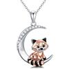PROESS Highland Cow/gufi/farfalla/colibri/rana/scoiattolo/panda rosso/lontra/collana ciondolo animale regalo per donne ragazze mamma figlia, 18 inches, Argento sterling, Non pietra preziosa