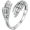 Qings Anello Regolabile da Donna Teschio Scorpion Ragno Croce in Argento Sterling 925 Anello Aperto Mano di Scheletro con Ziconia per Donna Uomo