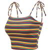 Allegra K Donne Arcobaleno Colorato Striato Cravatta Spalline Cinghie Taglio Canotta Senza Maniche Estate Cami Tubo Canotte Multicolore Nero S