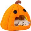 Generic Cuccia per gatti a forma di zucca di Halloween, calda cuccia per gatti, cuscino rimovibile, cuccia per gatti semi chiusa, graziosa e morbida cuccia per animali a forma di zucca, accoglienti gattini