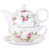 CHILDIKE Set da tè per uno, teiera singola e set di tazze, set floreale rosa in porcellana di alta qualità, 500 ml, regalo ideale per donne