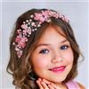 IYOU Bambina Fiore Accessori per Capelli Rosa Floreale Matrimonio Fascia Perla Sposa Comunione Copricapo per Bambine