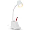 BRILONER - Lampada da scrivania con portapenne, lampada da lettura, interruttore a cavo, orientabile, lampada da tavolo, lampada, lampada da comodino, 21x10x35,5 cm (LxPxH), bianco