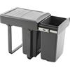 EKOTECH Pattumiera da incasso Mega 40, 2 x 20 litri, in plastica, colore: grigio