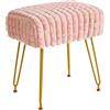IBUYKE sgabello poggiapiedi rettangolare ottomano, tavolino da trucco Vanity Sgabello, seduta da toeletta in velluto, sedia sgabello, gambe d'acciaio dorate, per sala trucco, rosa WBD003P