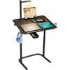 SAIJI Scrivania, Tavolo, Stabile, lampada a prova di occhio, altezza regolabile, con leggio per libri, cassetto, gancio per zaino, stile moderno, per studio, lavoro al laptop, pranzo, lezioni online