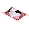 Tnfeeon Simulazione Gatto Peluche Addormentato con Suono Carino, Letto Morbido Mat Gatto Addormentato Bambola Farcita Decorazione Domestica Popolare per I più Piccoli(Nero +