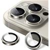 JETech Pellicola Fotocamera per iPhone 16 Pro 6,3 Pollici e iPhone 16 Pro Max 6,9 Pollici, 9H Vetro Temperato Cover Anello Individuale in Metallo, HD Chiaro, 1 Set (Titanio Naturale)