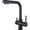 F-DEEN Rubinetto Lavello Cucina, 3 in 1 Miscelatore Cucina per Filtro Acqua Potabile, Rubinetto Cucina 3 Vie per Sistemi Osmosi, Nero Rubinetto a Tre Vie