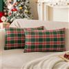COSIBONO Set di 2 Copricuscini Natalizi in Verde e Rosso 30x50 cm, Federe per Cuscini Divano in Cotone Poliestere Spazzolato, Decorazioni Natalizie per Casa