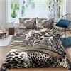 Loussiesd Set di biancheria da letto con copripiumino leopardato con stampa animalier, per bambini, uomini e donne, copripiumino di lusso, copriletto dorato, decorazione per camera da letto, 3 pezzi,