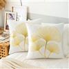 ETOLISHOP Set di 2 Federe Cuscini Divano Bianco 45x45cm Copricuscini in Velluto Copricuscini Divano Oro Ginkgo Biloba Federe per Cuscini Moderni Pillowcase per Soggiorno Camera Letto Auto Decorazione
