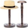 GOMAKERER 1pz Portacappelli Da Tavolo, Porta Cappelli Vintage Marrone, Supporto per Cappelli In Legno con Stelo Espositore per Parrucche Organizer per Casco La Casa